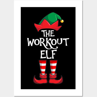 Workout Elf Matching Family Christmas Sporty Posters and Art